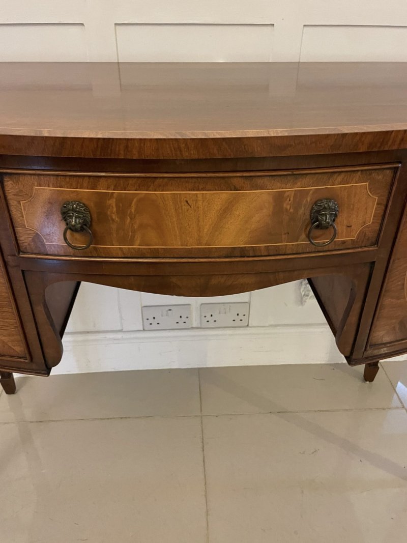 Antique Quality Figured Mahogany Bow Fronted Sideboard - Image 13